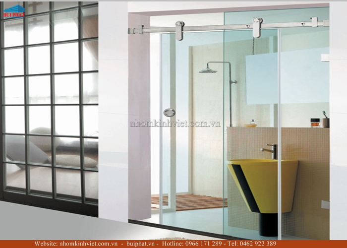 Cửa kính lùa ray inox 