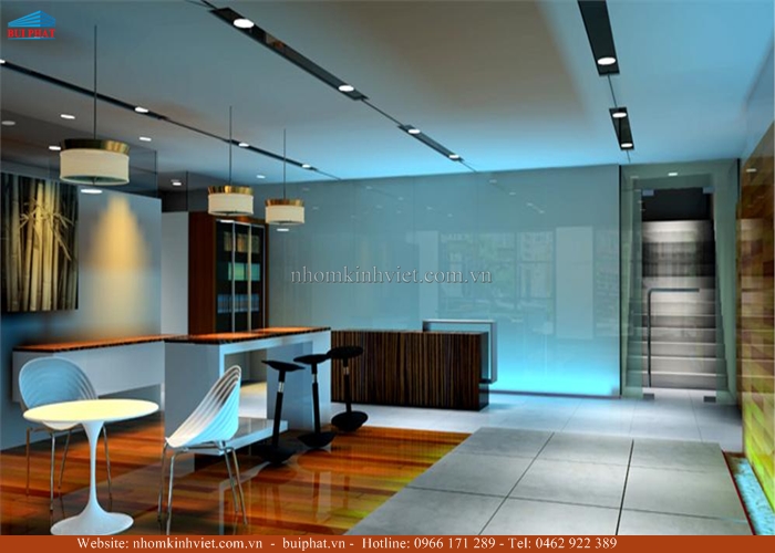 Kính màu ốp tường phòng khách