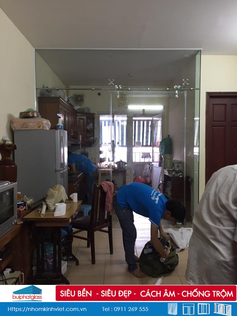 Lắp cửa kính cường lực tầng 1 chung cư Ngô Thị Nhậm Hà Đông