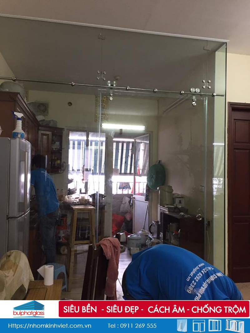Lắp cửa kính cường lực tầng 1 chung cư Ngô Thị Nhậm Hà Đông