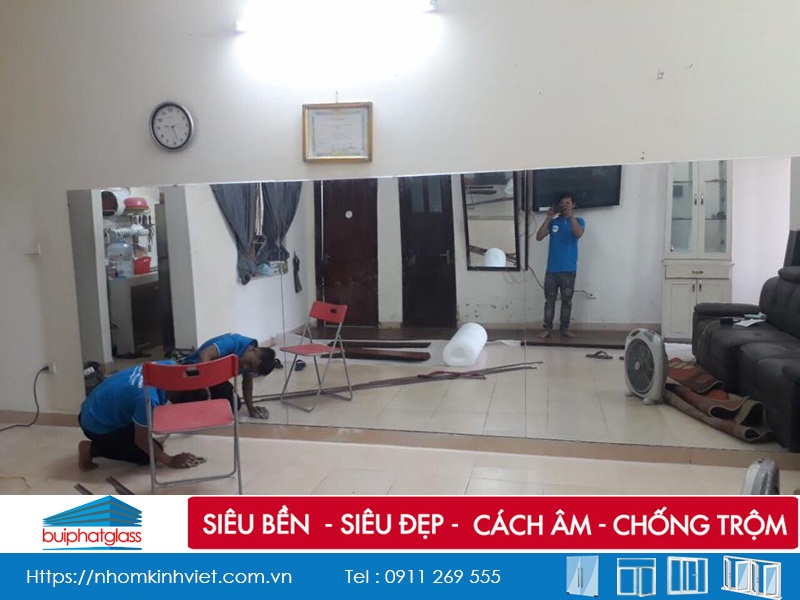 Lắp gương cho phòng tập Yoga tại tòa CT2 Văn Khê Hà Đông