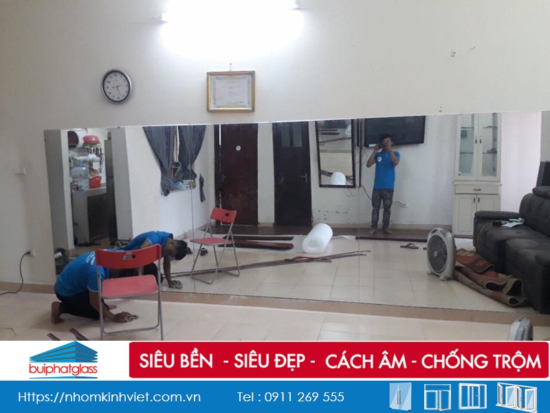 Lắp gương cho phòng tập Yoga tại tòa CT2 Văn Khê Hà Đông