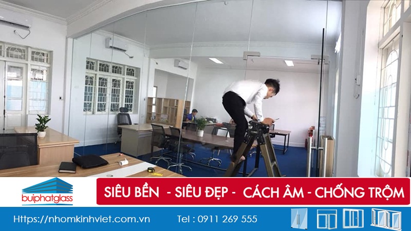 Vách kính cường lực cho tổng cty 36 Giải Phóng Bộ Quốc Phòng