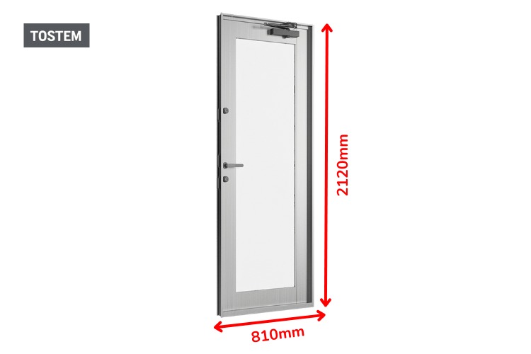 Kích thước cửa nhà tắm tính theo chiều rộng.
