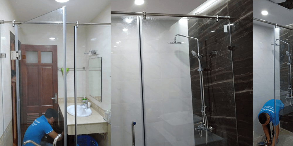 Mẫu vách tắm kính thẳng 180 độ